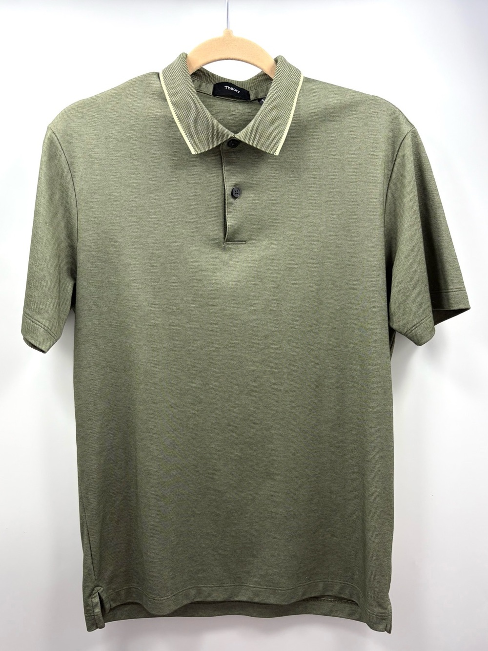 Theory Standard Current Pique Polo Olive Green Men’s Small